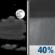 Sunday Night: Partly Cloudy then Chance Rain Showers